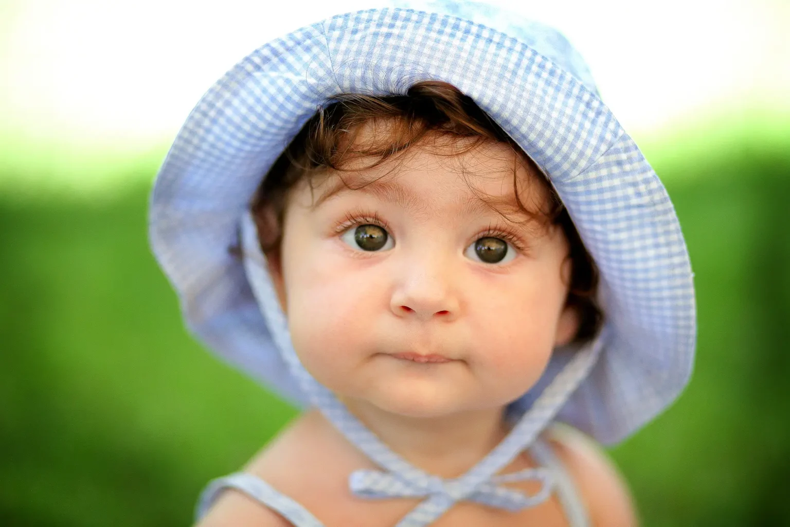 a baby wearing a hat
