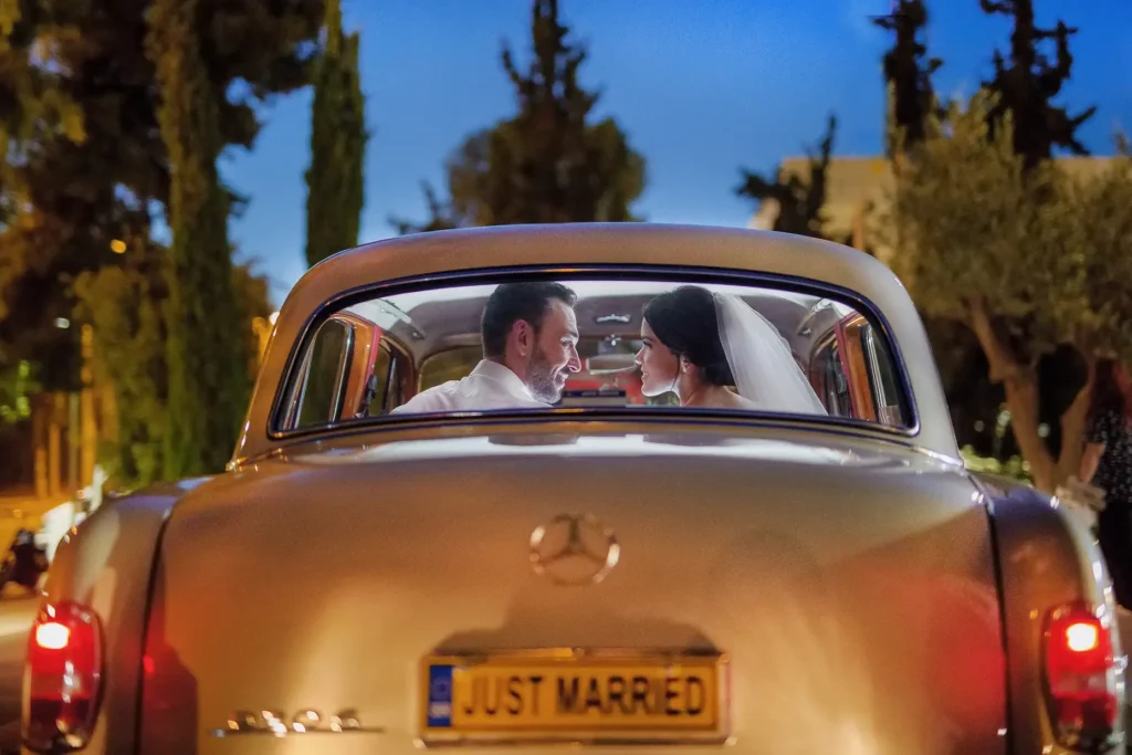 a man and woman in a car